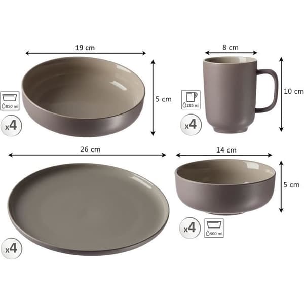 Servis av Jasper, 16 delar, taupe, stengods, Ritzenhoff Breker