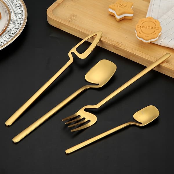 BESTICKSET Rostfritt Stål Modern 32 delar MATT GULD Set