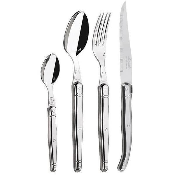 Bestickset i rostfritt stål - JEAN DUBOST - 24 delar - Mikrotandat blad - Handtag i helt rostfritt stål - Kompatibel med diskmaskin