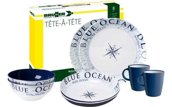 Brunner - 0830143N.C8C - Campingservis set för 2 personer, Thete-a-Tete Blue Ocean, 8 stycken