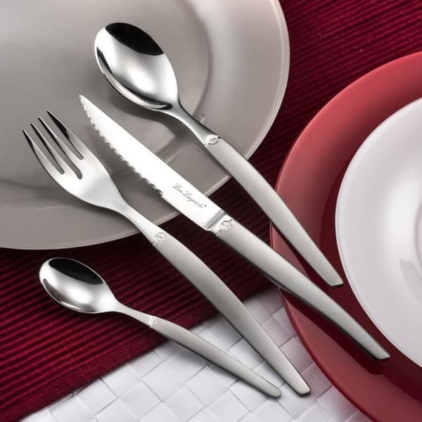 24-delat bestickset - LOU LAGUIOLE - Jet Satin - Shiny & Satin finish - Grå - Stål i ett stycke