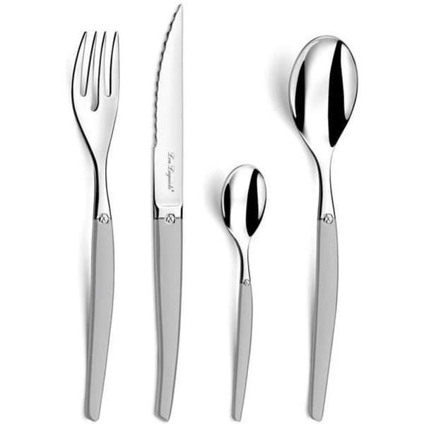 24-delat bestickset - LOU LAGUIOLE - Jet Satin - Shiny & Satin finish - Grå - Stål i ett stycke