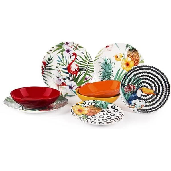 Excelsa Tropical Chic Multicolor Porslin Bordsservice 18 enheter