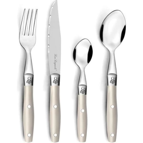 Ménagère 24 delar - LOU LAGUIOLE - Comptoir - Rostfritt stål - Färgad handtag - 6 personer
