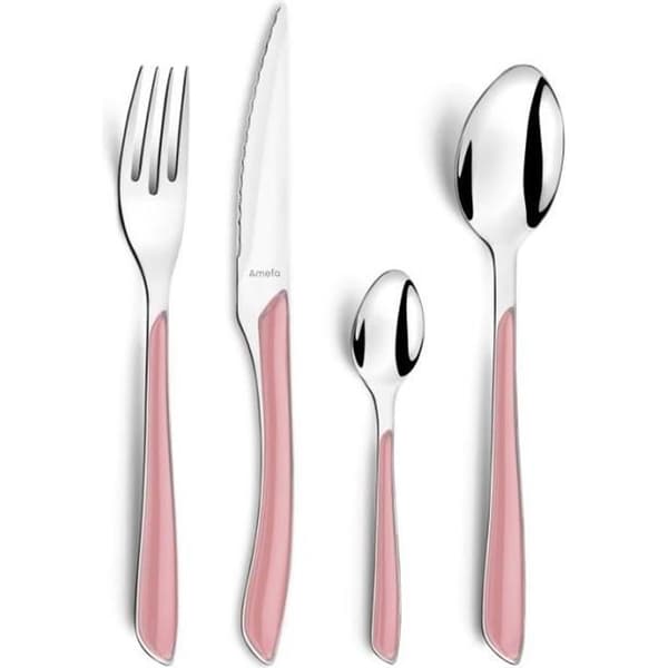 Middagset - AMEFA - Eclat Pastel - 24 delar - Rostfritt stål - Pastellrosa