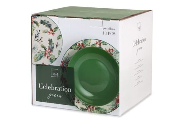 Komplett service - H-h bordsservering - 762918 - servizio natalizio 18 pezzi celebration green