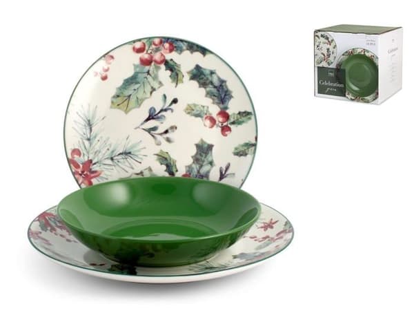 Komplett service - H-h bordsservering - 762918 - servizio natalizio 18 pezzi celebration green