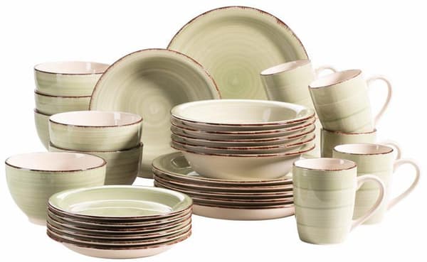 MÄser - 931616 - MASER Bel Tempo II Set med 30 vintagefat för 6 personer i handmålad keramik Stengods grön