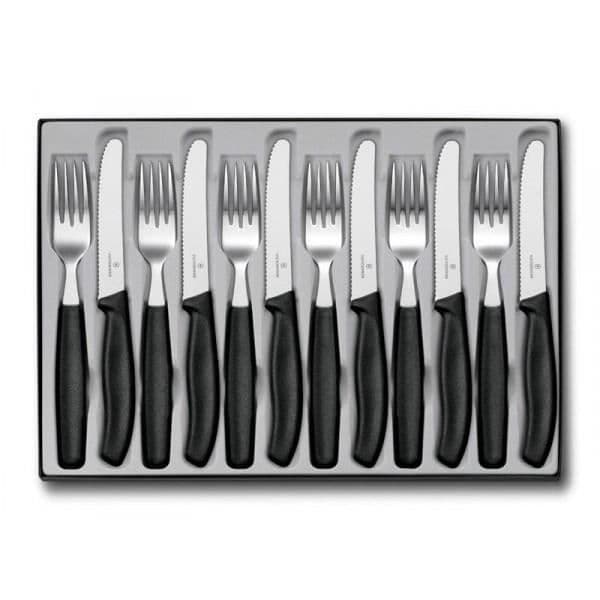 Bestickset - VICTORINOX - Swissclassic - 18/10 rostfritt stål - Svart PP handtag - 12 delar