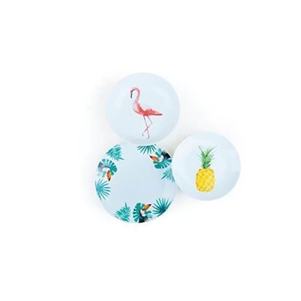 Bordsservice - Excelsa - Tropical - 18 delar - Porslin - Vit med dekorationer
