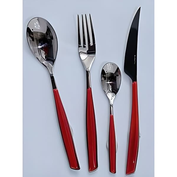 24-delat bestickset - BUGATTI - Red Glamour - 18/10 rostfritt stål - SAN handtag - Tål diskmaskin