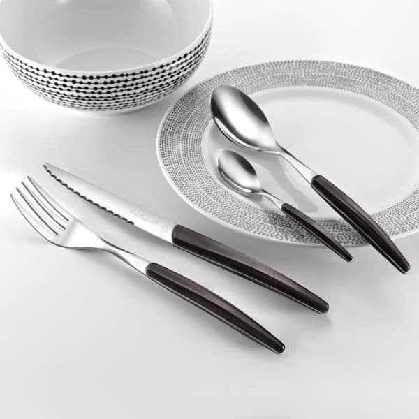 Ménagère - LOU LAGUIOLE - Montana - 24 delar - Svart - Rostfritt stål