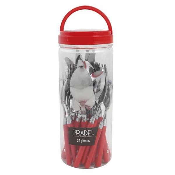 Ménagère 24 delar - GIMEL - Röd - Inox - Nutida stil