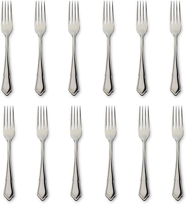 Menagere - komplett Grunwerg bestickservice - DFDBR - Set med 12 dessertgafflar, rostfritt stål, silver, 2,5 mm