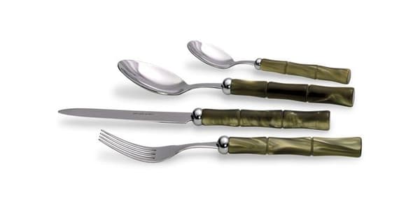 Rivadossi sandro - 5724A09 - Bambu Set med 24 bestickbitar med 18/10 låda i rostfritt stål + brunt PMMA-handtagsmaterial