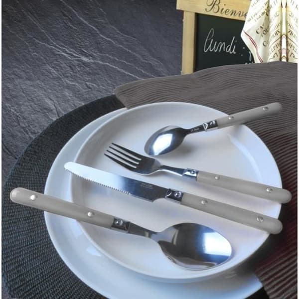 Maträtt - Pradel Essentiel - Saxo Grå - 16 bitar - Rostfritt stål - Diskmaskinssäker