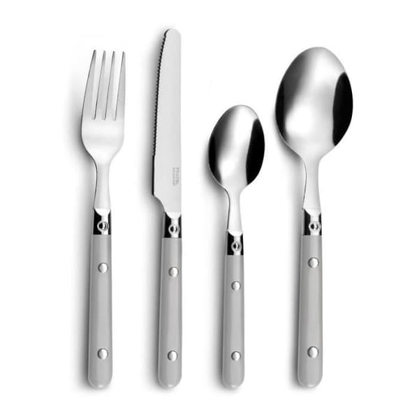 Maträtt - Pradel Essentiel - Saxo Grå - 16 bitar - Rostfritt stål - Diskmaskinssäker