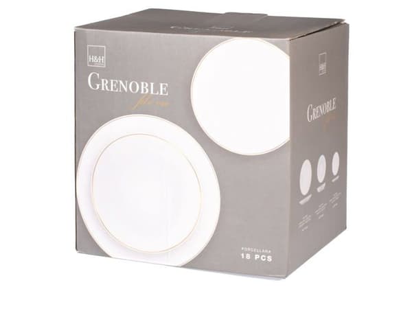 Komplett service - bordsservering H-h - 9302800 - servizio 18 st tavola grenoble i porslin med filo oro