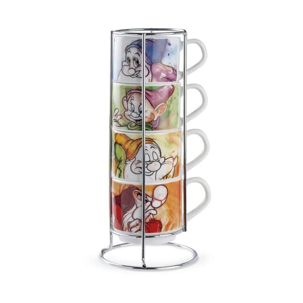 Komplett service - Egan bordsservering - 133002 - Set med 4 ML 80 kaffekoppar 7 dvärgar + metallställ,