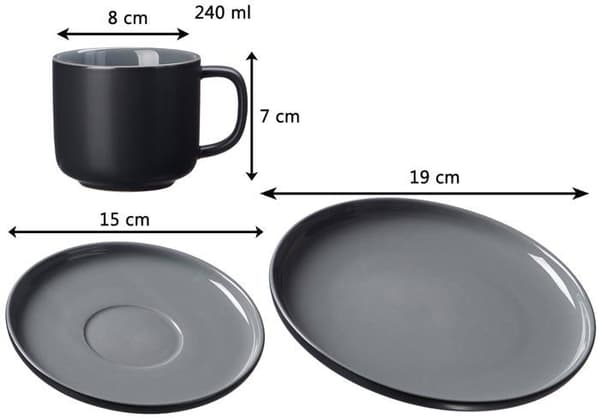 Komplett service - Ritzenhoff bordsservering - brytare - Kaffeservice - Jasper Kaffeservering 12 st Svart