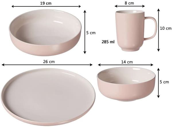 Komplett service - Ritzenhoff bordsservering - brytare - Kombiservice - Jasper 16-delad bordsservering Rosa/gres