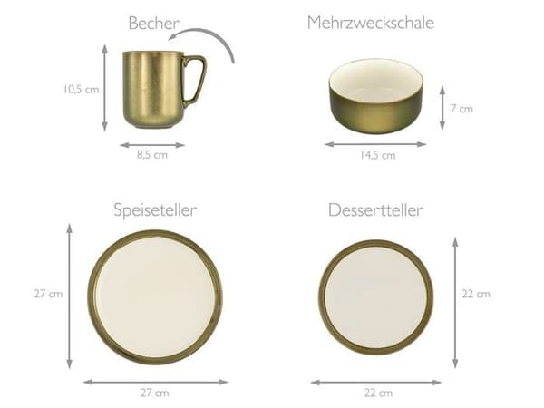 Komplett service - Skapabar bordsservering - 23590 - , , Serie MODERN INDUSTRIAL, vit, Geschirrset, Kombiservice 8 teilig