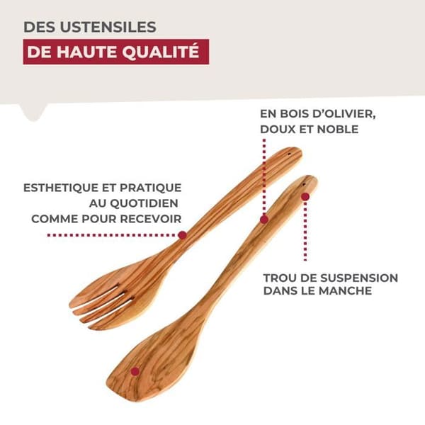 Köksredskap - Fackelmann - Salladsbestick - Olivträ - 30 cm - Set med 2 delar