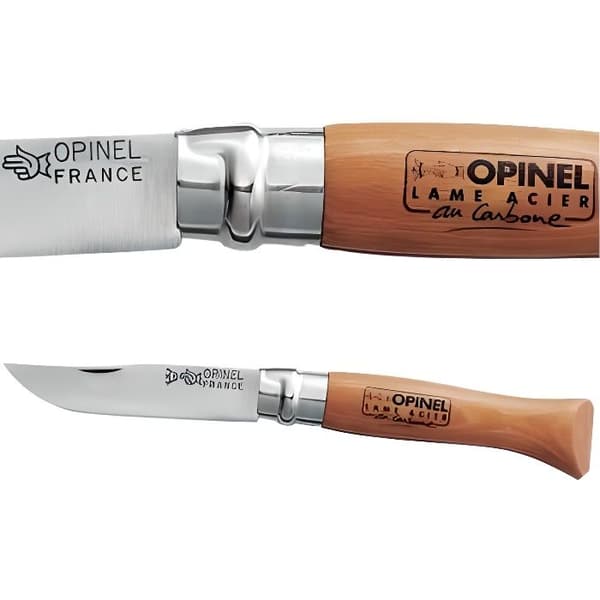 Opinel Traditionell Kniv N7 i Kolstål - Handtag i Bok - 8 cm