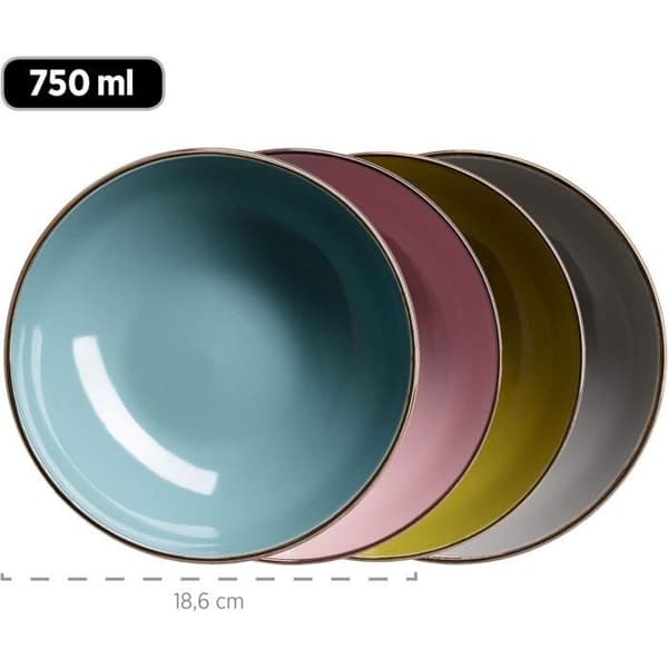 MÄSER Metallic Rim Servis för Bord Modern för 4 Personer, 16 Delar, Flerfärgad