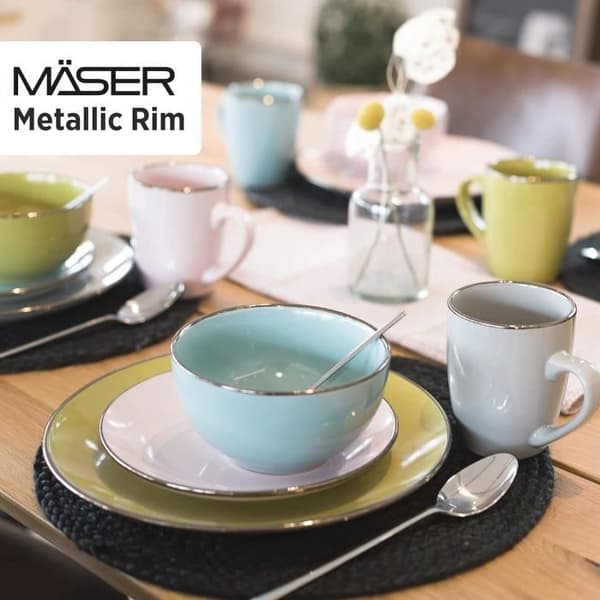 MÄSER Metallic Rim Servis för Bord Modern för 4 Personer, 16 Delar, Flerfärgad