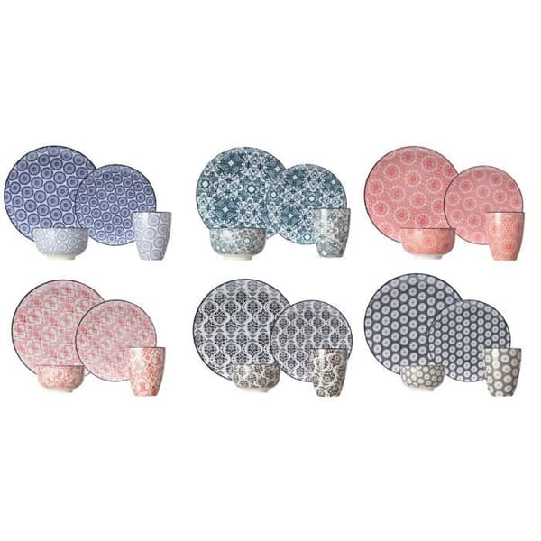 Delirio service 24 stycken: 6 platta tallrikar D23,5cm + 6 desserttallrikar D19cm + 6 skålar D13*H7cm + 6 bägare 20Cl