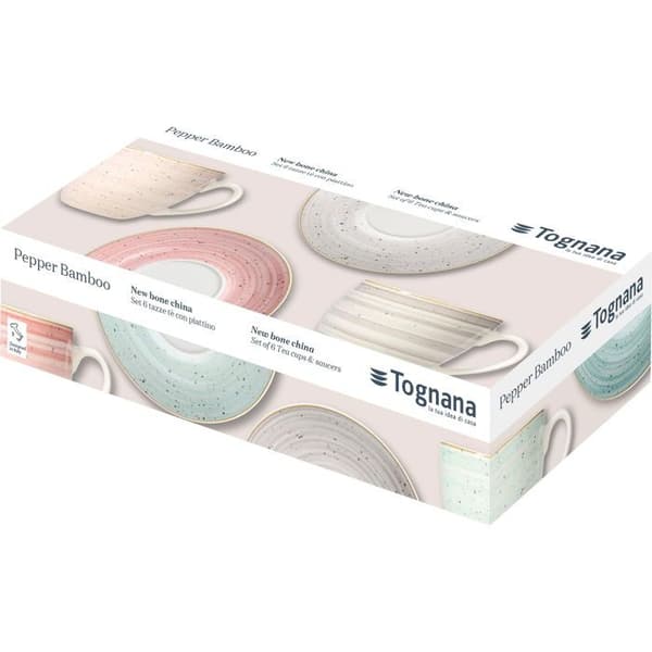 Tognana Set av koppar och fat 200 ml 6 st PEPPER BAMBOO