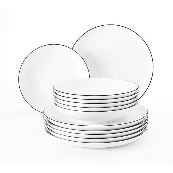 Bordsservering - Seltmann Weiden - Lido Black Line - 12 delar - Porslin - Tål maskindisk
