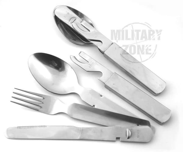Militära Essentiels BW Helikon KFS Set kniv, gaffel, sked, burköppnare