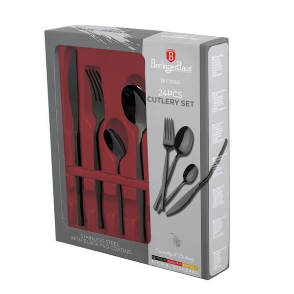 "Bestick 24 del. Berlinger Haus BH-3066 Blank svart"