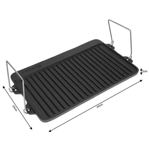 Grillplatta - KINGHOFF - KH-1262 - Högkvalitativ gjutjärn - Dubbel sida - 44 x 24 x 2 cm