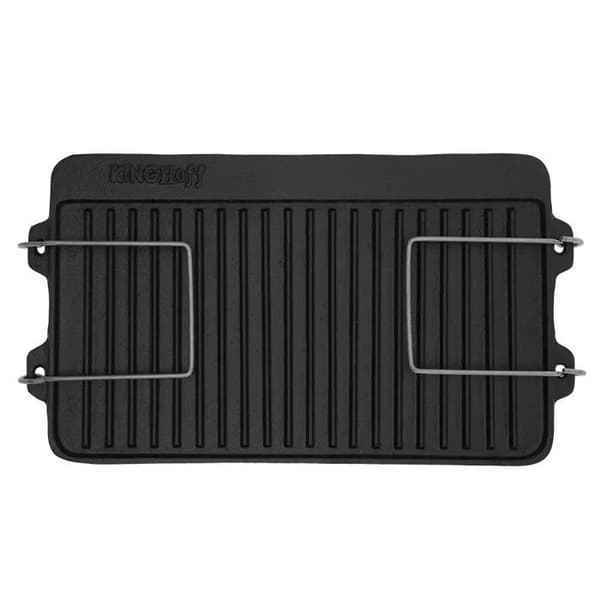 Grillplatta - KINGHOFF - KH-1262 - Högkvalitativ gjutjärn - Dubbel sida - 44 x 24 x 2 cm