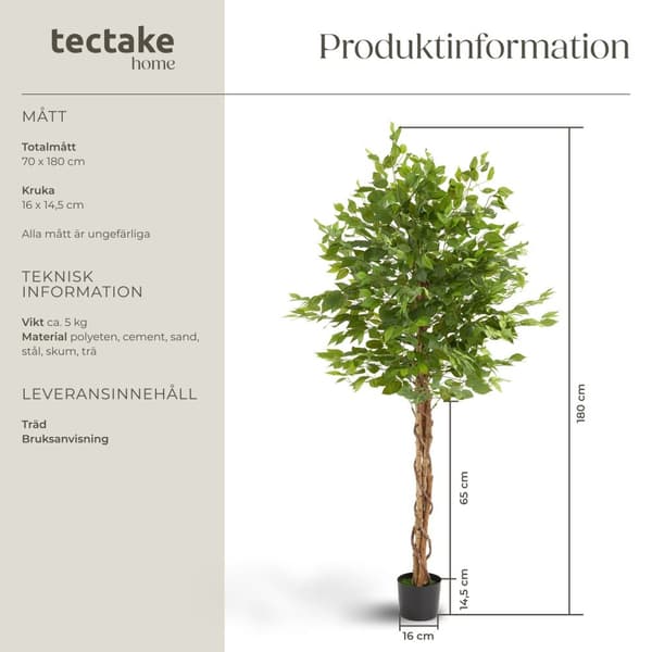 Konstgjort fikusträd Fida, naturtrogen textur - 180 cm