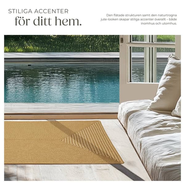 Flätad jutematta Raya, för in- och utomhusbruk - 60 x 90 cm