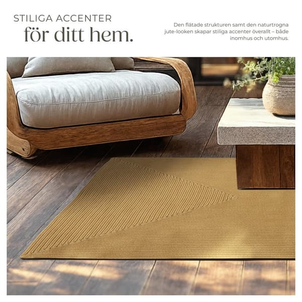 Flätad jutematta Raya, för in- och utomhusbruk - 120 x 170 cm