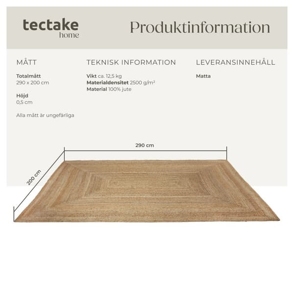 Handvävd jutematta Glim - 200 x 290 cm