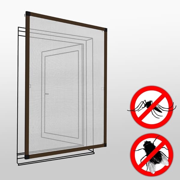 Insektnet til vindue - 100 x 120 cm,brun