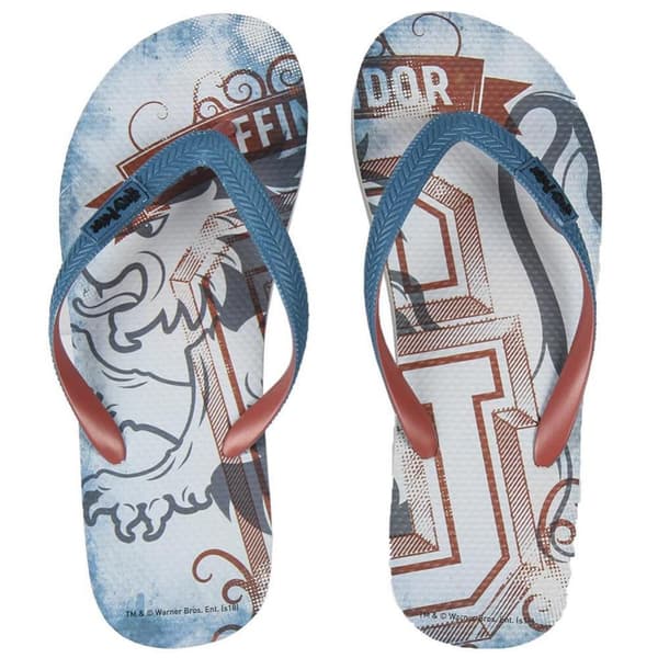 Harry Potter Unisex Adult Gryffindor Flip Flops Blue/White/Red 9 UK