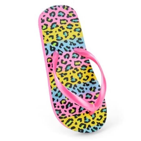 Sand Rocks Girls Leopard Print Flip Flops
