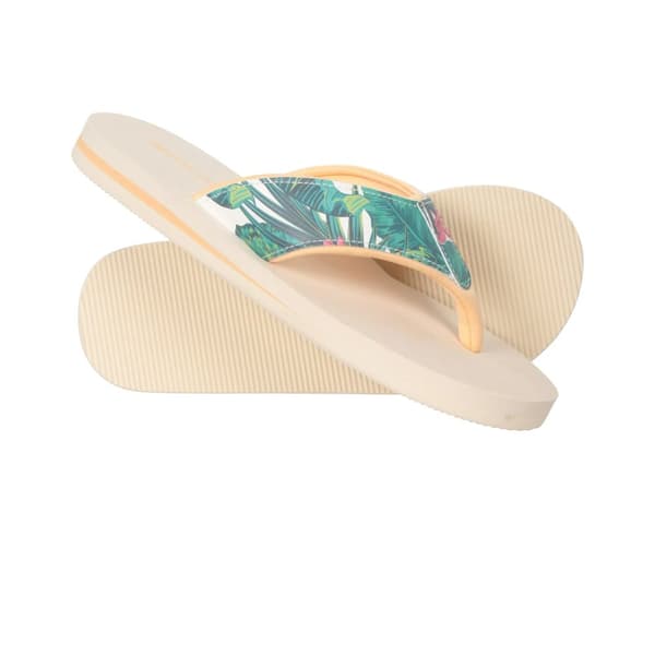 Animal Womens/Ladies Swish Floral Recycled Flip Flops Beige/Green 6 UK