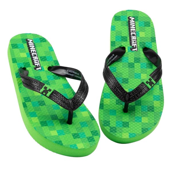 Minecraft Childrens/Kids Creeper Flip Flops