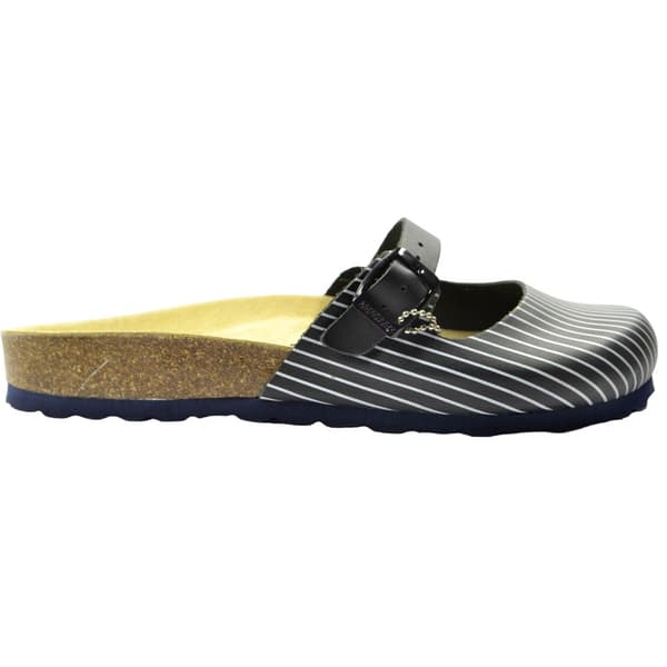 Sanosan Womens/Ladies Florencia Stripe Leather Sandals Black/Navy Blue 4 UK