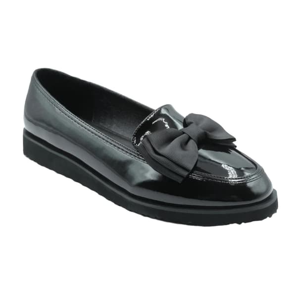 Where's That From Womens/Ladies Alpha Bow Slip-on Loafers Black Patent 3 UK
