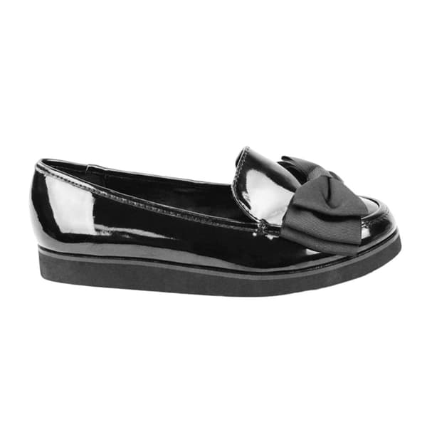 Where's That From Womens/Ladies Alpha Bow Patent Faux Leather Wide Loafers