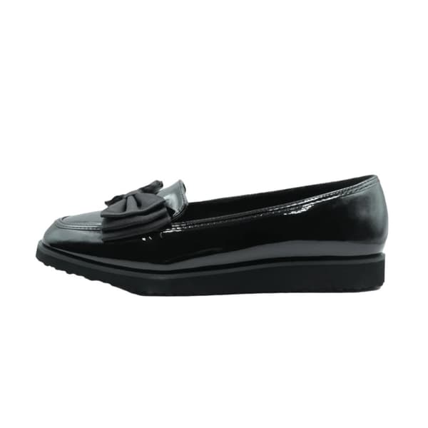 Where's That From Womens/Ladies Alpha Bow Patent Faux Leather Wide Loafers